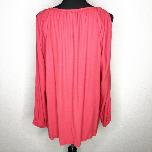 J Jill bright pink cold shoulder long sleeve top size Large - Picture 15 of 15